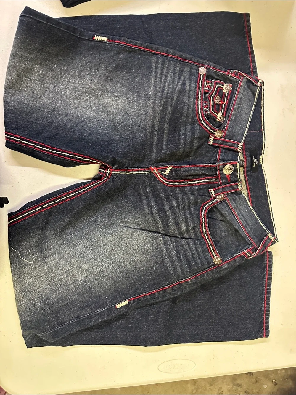 True Religion Bobby Relaxed BaggyMen’s Slim Jeans - Dark Blue with Red Stitching